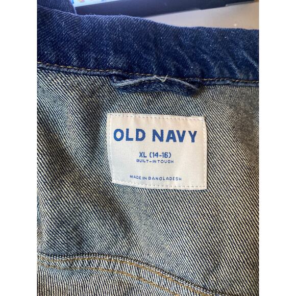 Old Navy Girls Dark Wash Jean Trucker Jacket Size XL Classic Denim - Picture 7 of 9